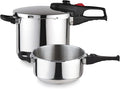 Magefesa Practika Plus Stainless Steel Pressure Cooker Set, 4.2 & 6.3 Quart, Works on All Stovetops, Induction-Compatible, Encapsulated Diffuser Bottom, 5 Safety Systems