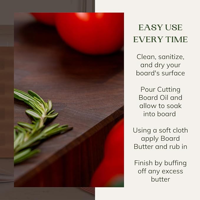 The Boardsmith Cutting Board Oil and Board Butter Set - Premium Food Grade Mineral Oil and Beeswax Cutting Board Wax - Large