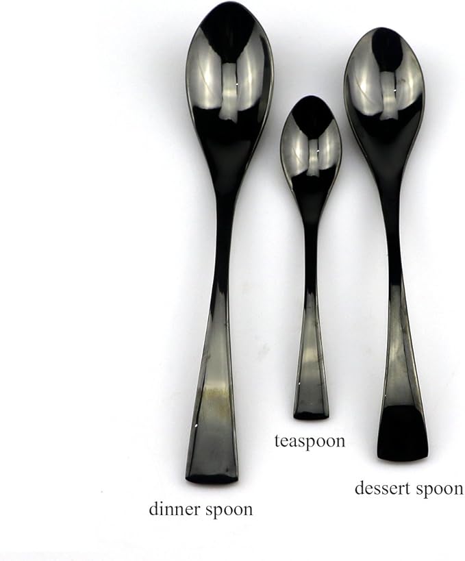 JASHII 18/10 Stainless Steel 20 Piece Mirror Polished Black Flatware Set,Dinner Knife Fork Salad Fork Dessert Spoon，Service for 4 ，Black Utensil Sets