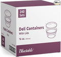 Deli Containers with Lids 16 oz Pint (240 Pack) Bulk Case – Plastic Food Storage Container for Freezer 16oz Disposable containers Airtight Covers Great For Soup 16 Ounce [240 Sets Case/Pack]