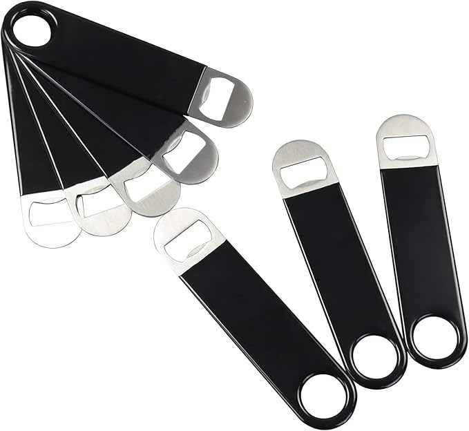 12 Pcs Flat Beer Bottle Openers, Stainless Steel Beer Openers for Party, Bar, Restaurant, Black