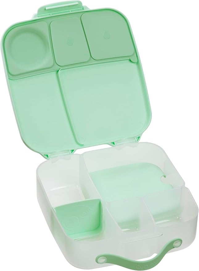 b.box Kids Lunch Box – 4 compartments (2 Leak-proof) Bento Box with Cold Pack & Removable Divider Reusable Snack Containers with Lids, Snack Box for Toddlers & Older Kids 8 1/2 cups (Spearmint)