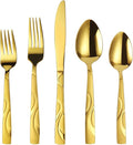40 Pieces Gold Flatware Silverware Set, Stainless Steel Fork Spoon Knife Set Service for 8, Food Grade Cutlery Set 40-Piece, Dishwasher Safe