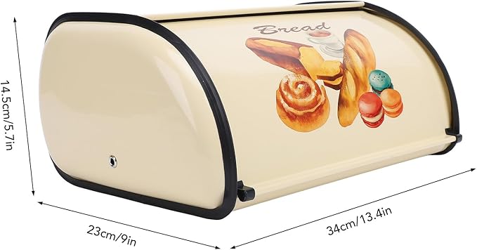Bread Box,Roll Top Bread Box Vintage Bread Container for Kitchen Countertop Drum Type Metal Bread Storage Bin for Bread Cake Doughnut Biscuit Food Tableware (Type 2)