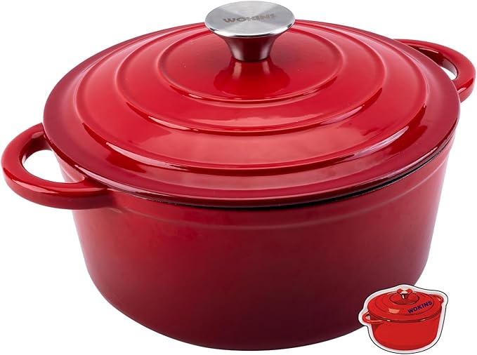 Enameled Cast Iron Dutch Oven Pot with Lid Heavy-Duty Cookware for Bread Baking, Braising,Stews,Roasting,Oven Safe up to 500°F,7QT,red