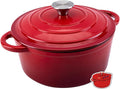 Enameled Cast Iron Dutch Oven Pot with Lid Heavy-Duty Cookware for Bread Baking,Braising,Stews,Roasting,Oven Safe up to 500°F,5.5QT,red