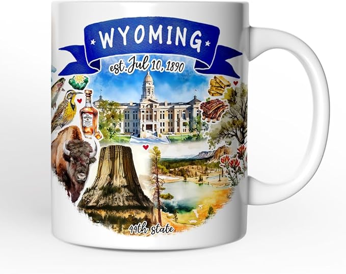 OrnamentallyYou Artistic Wyoming State Themes and Landmarks Mug