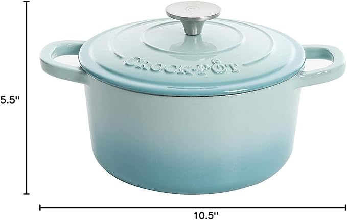 Crock-Pot Artisan Round Enameled Cast Iron Dutch Oven, 7-Quart, Aqua