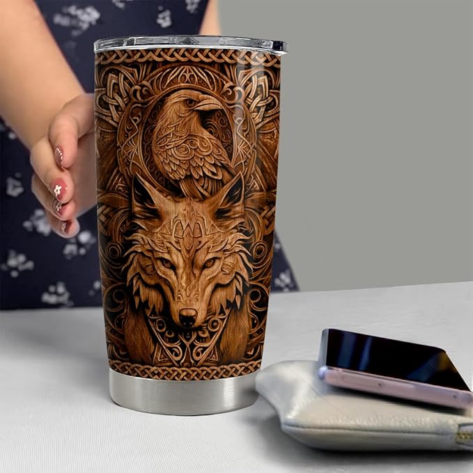 Viking Tumbler 20oz Viking Gifts for Men Vikings Cup Stainless Steel Insulated Tumblers Coffee Travel Drinking Mug Gift for Birthday Christmas