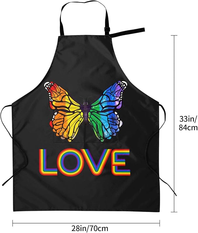 LGBT Aprons Gay Aprons with Pockets and Adjustable Rainbow Apron for Gardening Cooking Kitchen