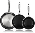 Magefesa Prisma Frying Pan Set, 7.9", 9.4" & 11", 18/10 Stainless Steel, Triple-Layer Nonstick, Works on All Stovetops Including Induction, Oven Safe to 392°F, Dishwasher Safe, Durable Skillets