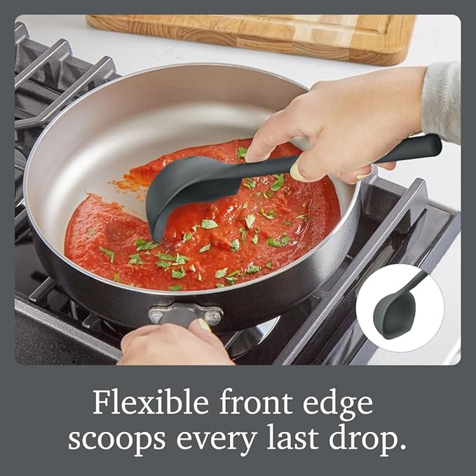 Tovolo Flex Core Small Silicone Ladle Charcoal Gray Heat Safe Silicone Soup Ladle BPA Free, Dishwasher Safe Small Kitchen Ladle with Precision Pour Lip for Serving Sauces Soups Gravies
