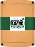 Freshware Wood Cutting Board for Kitchen, Juice Groove, Non-Slip Silicone Feet, Dishwasher Safe, Medium, 12" x 9", Natural