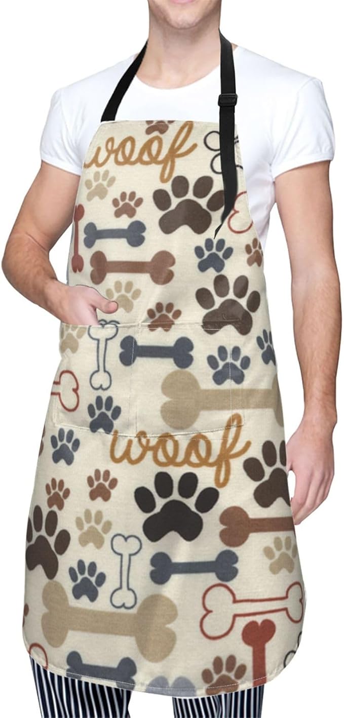 Apron Bib with 2 Pockets and Adjustable Neck Waterproof Kitchen Cooking Gardening Chef Aprons for Women Men