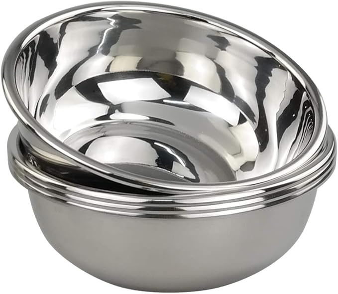 4 Packs Stainless Steel Mixing Bowls, Nesting Metal Bowls for Cooking and Serving (9.6"x3.5")