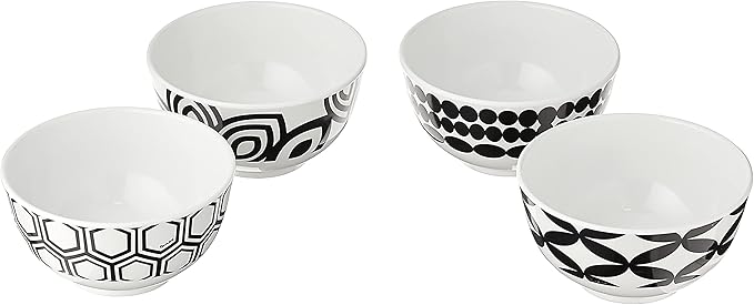 French Bull Melamine Mini Bowls, 4-Piece Set, 10 Fluid Ounces, Small Serving Bowl – Snack Condiment Dipping Sauce Dessert Ice Cream – Shatter Proof, BPA Free, Dishwasher Safe, 4”, Foli