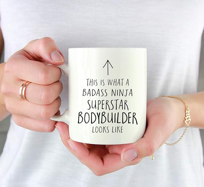 Andaz Press Funny 11oz. Ceramic Coffee Tea Mug Gift, This is What a Badass Ninja Superstar Bodybuilder Looks Like, 1-Pack, Birthday Christmas Gift Ideas Coworker