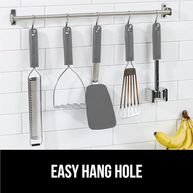 GORILLA GRIP Food Grade Flexible Silicone Spatula, Heat Resistant Head for Nonstick Frying Pan, Patented Soft Rubber Handle for Comfort, Non-Scratch Kitchen Turner, Flip Eggs Burgers, 11.6 in, Gray