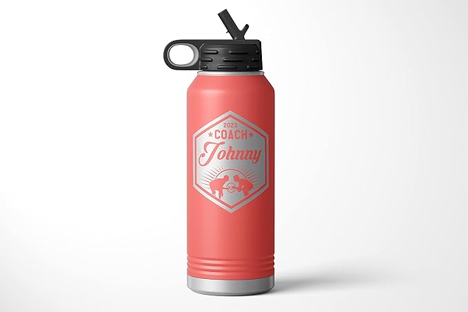 Wrestling Coach gifts, Tumbler, Coach tumbler, Wrestling gifts, Coach Beer glass, Coach gift, Coach gifts, Wrestling Coach (Wrestling Hexagon, Coral, 32oz Water Bottle)