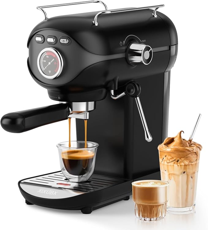 Espresso Machine 20 Bar, Compact Coffee Maker with Milk Frother Steam Wand Professional Coffee Machine for Home, Latte Cappuccino Machine for Office Use
