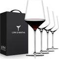 OJA Red Wine Glasses Set of 4, Hand Blown Premium Crystal Wine Glasses, 17 oz, Long Stem,Thin Rim, Perfect for Red or White, Daily Use, Unique Wedding Anniversary or Birthday Gift