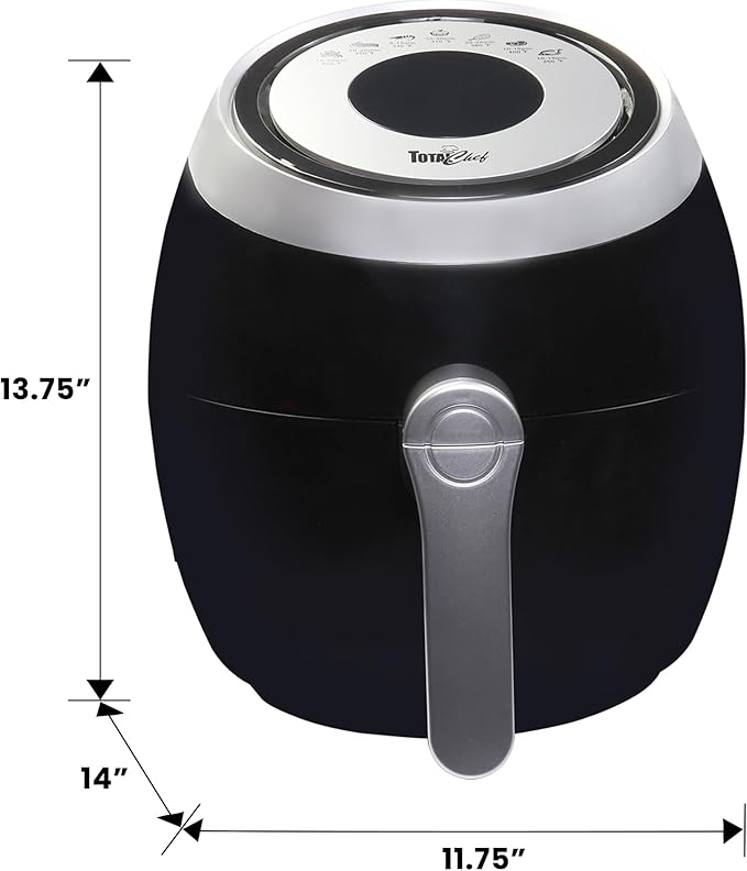 Total Chef Air Fryer - Aerogrill, Non-Stick Frying Basket, French Fry, Digital Touch Screen, 7 Presets, Freidora Eléctrica, Countertop Cooking Kitchen Appliance, 3.8 quart Black