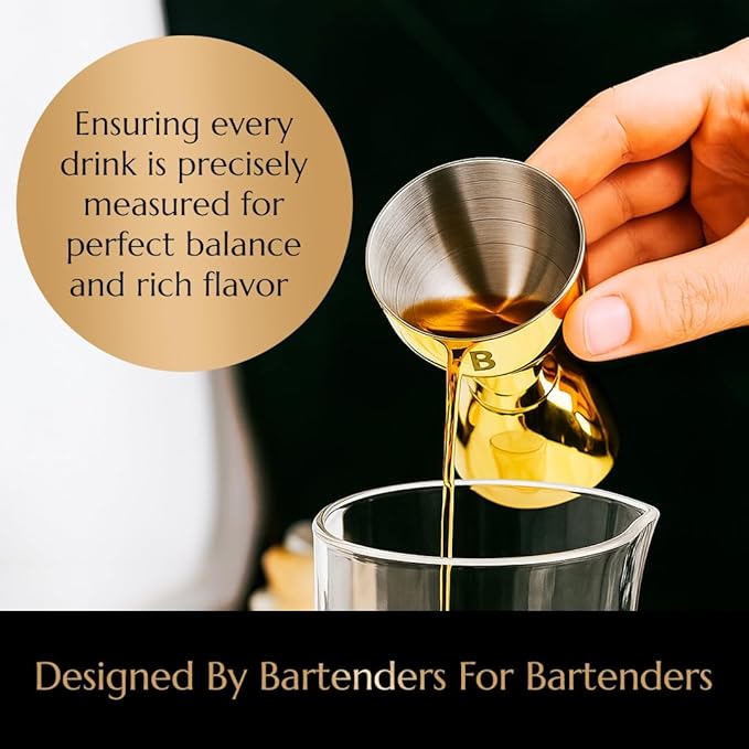 Double Bell Jigger by Bull In China - 0.25oz to 2oz Measures for Cocktails, Bars & Bartenders (Matte White)
