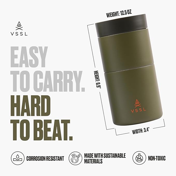 VSSL - Nest Pour Over Coffee Set | Coffee Maker for Camping | All-In-One Travel Pour Over | Transportable Dripper, 10oz Stainless Steel Travel Mug | Compact Storage & Adventure Ready | Deep Moss