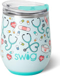 Swig Life 12oz Wine Tumbler with Lid, Stainless Steel, Dishwasher Safe, Portable, Triple Insulated Wine Tumbler, Nurse Gifts for Women, Nurse Appreciation Gifts (Scrub Life)