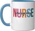 Emergency Nurse Mugs For Womens ER Nurse Gifts Ceramic Mug, Blue/White