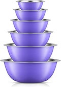 JoyJolt Stainless Steel Mixing Bowl Set of 6-5qt to 0.5qt Nesting Bowls for Dough, Batter & Baking