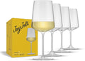 JoyJolt Sidney White Wine Glasses Set of 4 | 17 oz Modern Crystal Wine Glasses also for Red Wine | Home Bar Glass Set | Wedding Registry and Hosting Gifts | Premium Crystal Stemware Made in Europe