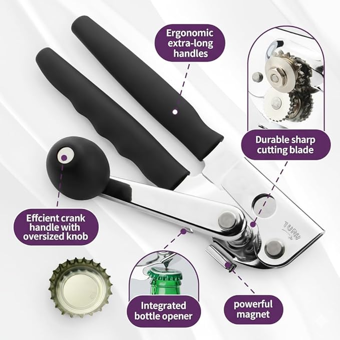 Electric Can Opener – Smooth Edge, Easy One-Touch Can Opener Electric for Seniors with Arthritis, Jar Opener, Compact Countertop Automatic Kitchen Tool for Safe and Effortless Opening