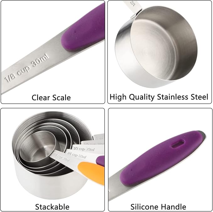 Measuring Cups and Spoons Set Stainless Steel Includes 5 Measuring Cups 8 Measuring Spoons for Dry or Liquid Ingredients (5+8)