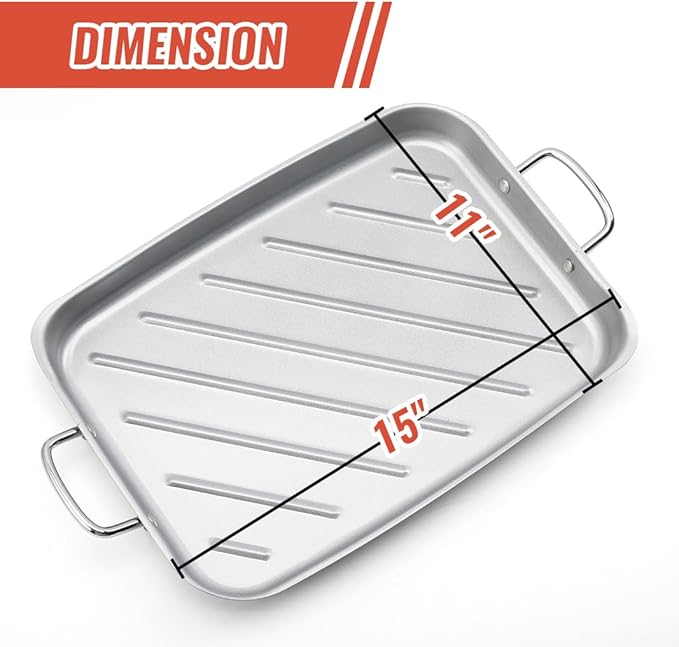 Grill Pan for Outdoor Grill - 11”x15'' Grill Pan BBQ Grill Topper With Handles Grill Trays For Grilling Barbecue Tray
