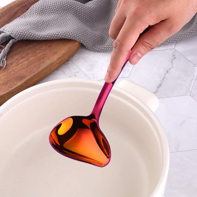 Sauce Ladle, BYEGOU Orange Drizzle Spoon with Spout Gravy Soup Ladle, Stainless Steel Kitchen Utensil, Mirror Polish & Dishwasher Safe, 8.67 Inch