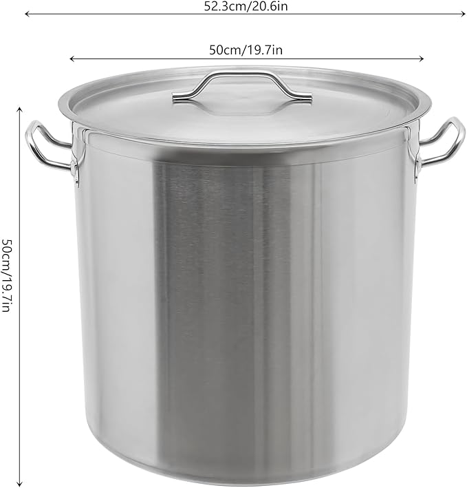 100 Quart Stainless Steel Pot with Lid, 19.7×19.7In Large Stock Pot, Stainless Steel Stockpot for Canteen, Breakfast Shop, Home, Restaurant