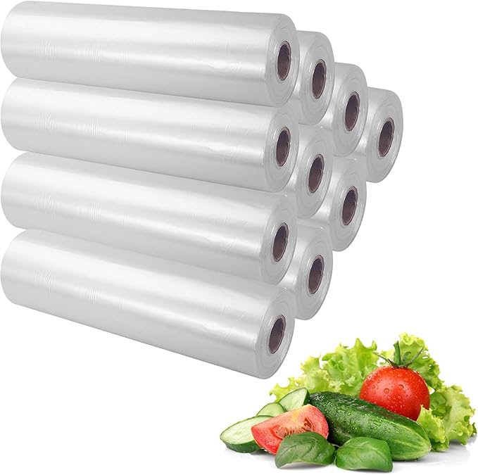 Plastic Produce Bag 12" X 20", Clear Food Storage Bags for Food, Fruit, Vegetable, Refrigerator Storage, Kitchen,350 Bags/Roll (10 Rolls)