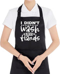 Funny Aprons for Men with 2 Pockets - I Didn't Wash My Hands, Waterproof Adjustable Bib Apron for Cooking Kitchen Grilling Grill BBQ Dishwashing, Black