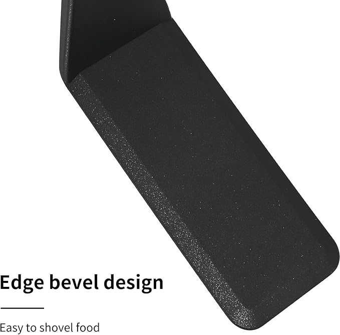 Big-Middle-Mini Pack of 3 Black Nylon Turners, Non Stick KItchen Spatulas, High Heat Resistant BPA Free Cooking Utensils, Ldeal Cookware for Pancake, Vegetable and Cookies