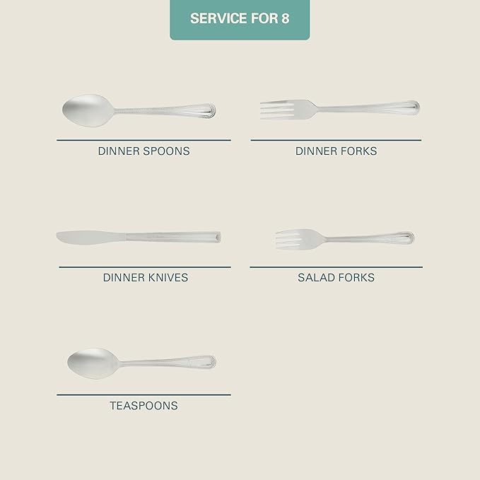 Gibson Home Aston 45-Piece Stainless Steel Flatware Set with Tray and Serving Utensils – Silverware Service for 8