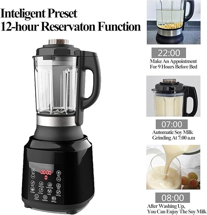 All-in-One Blender for Kitchen & Food Processor Combo for Smoothies Shakers,Hot Soup Maker with 9 One Touch Programs,12H Preset,Self-Cleaning, for Grinding,Chopping,Mixing, | 1200 Watt | 60oz |