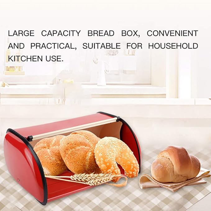 aqxreight Bread Box for Kitchen Storage with Large Capacity and Secure Lid Fits Most Countertops and Cabinets in Red