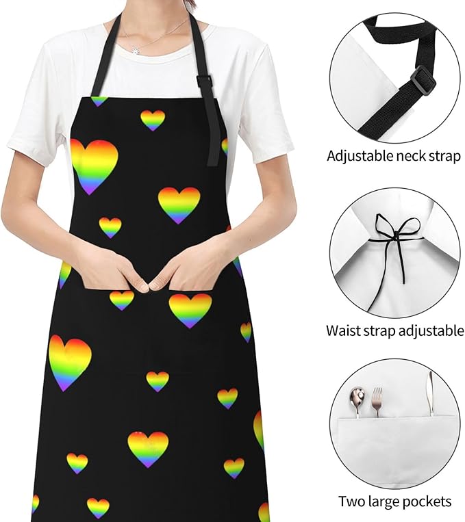 LGBT Aprons Gay Aprons with Pockets and Adjustable Rainbow Apron for Gardening Cooking Kitchen