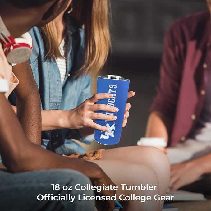 Campus Colors NCAA Stainless Steel Tumbler perfect for Gameday - 18 oz - Double Walled - Keeps Drinks Perfectly Insulated (Kentucky Wildcats - Royal)