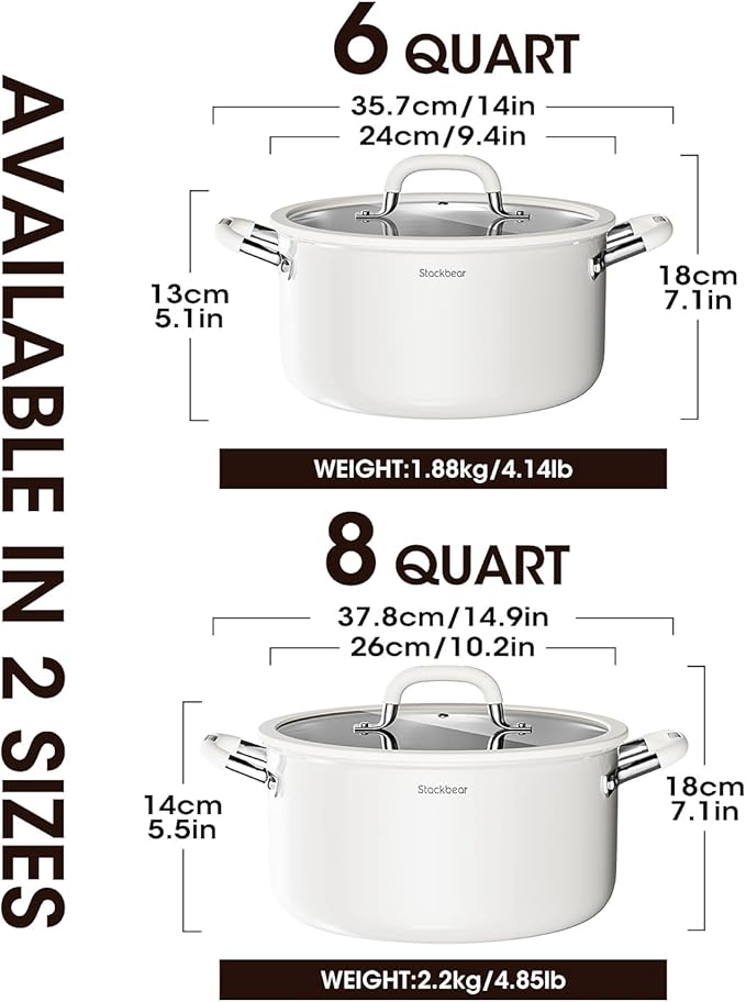 Stockpot 8 Quart, Tri-Ply 18/10 Stainless Steel Stock Pot with Lid, Induction Ready Cooking Pot for All Cooktops, Dishwasher Safe Soup Pot for Kitchen, Home, Gift for Cooker Mom and Dad