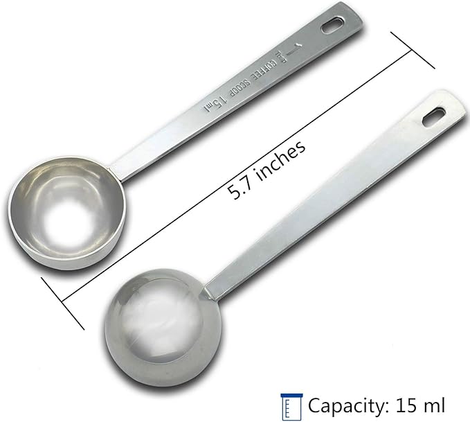 Timoo Coffee Scoop Tablespoon Measuring Spoon Stainless Steel Long Handle Tablespoon Scoop (1 Tbsp)