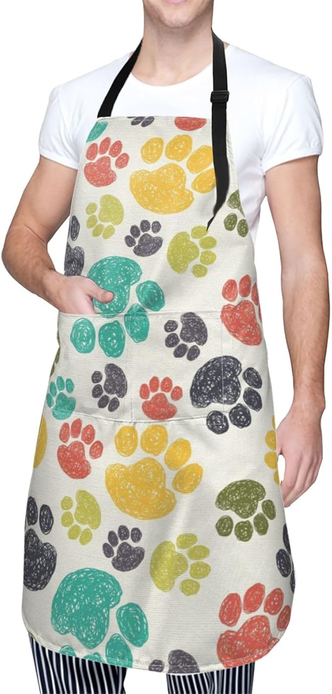 Apron Bib with 2 Pockets and Adjustable Neck Waterproof Kitchen Cooking Gardening Chef Aprons for Women Men