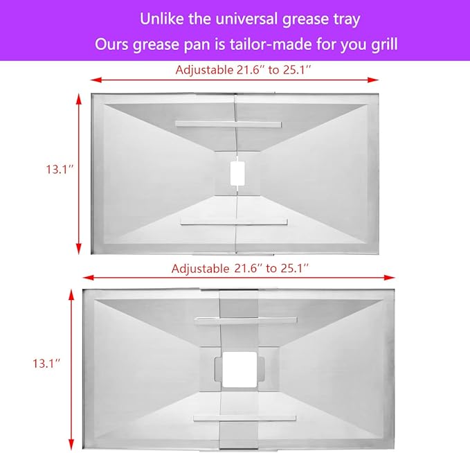 Charbrofire 40900029 146.34611410 Drip Pan Grill Replacement Parts for Kenmore Grease Tray 146.10016510 Landmann 42223 42224 42259 Adjustable Drip Tray with Catch Pan Assembly