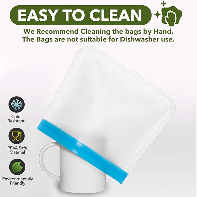 Greenzla Reusable Food Storage Bags - 12 Pack BPA-Free, Extra Thick, Leakproof Freezer & Lunch Carriers; 4 Gallon, Sandwich & Snack Options - Reusable Lunch Bags